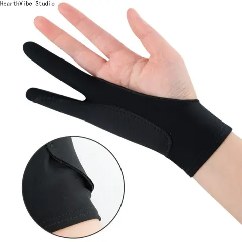 Artists' 2-Pcs 3-Layer Palm Rejection 2-Finger Tablet iPad Gloves, Elastic Breathable Smooth Fit for Stylus Pen Pencil Sketching & Painting (Right/Left Hand), Elasticity
