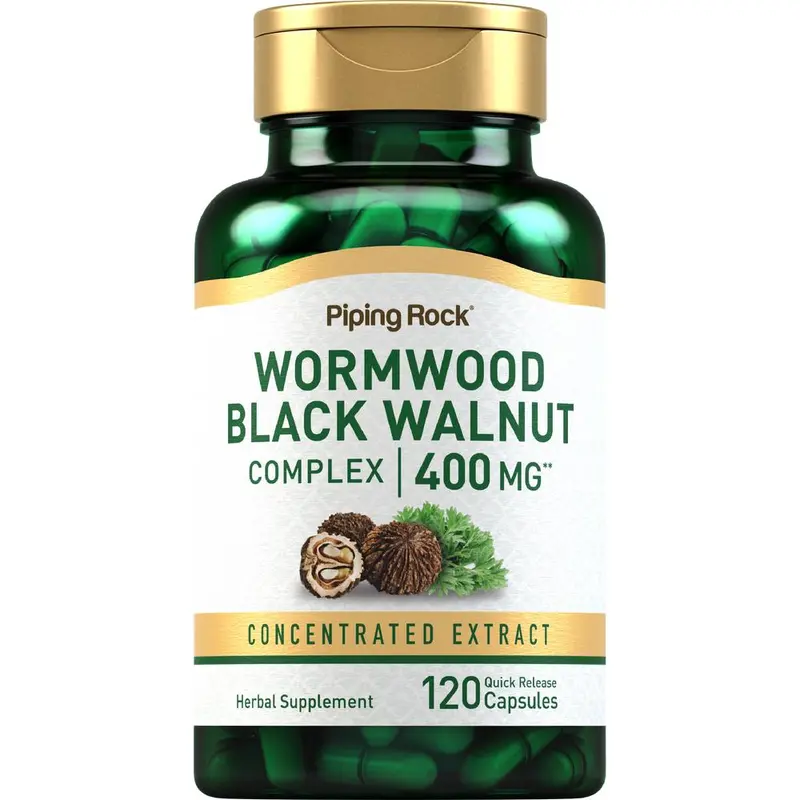 Piping Rock Wormwood Black Walnut Capsules 400mg | 120 Count | Herbal Extract Complex | Non-GMO, Gluten Free Supplement