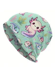 Men' Axolotl Beanie Hat Cute Salamander Bonnet Cap with Axolotl Face Funky Casual Winter Cap for Themed Parties Casual Attire Novelty Gift