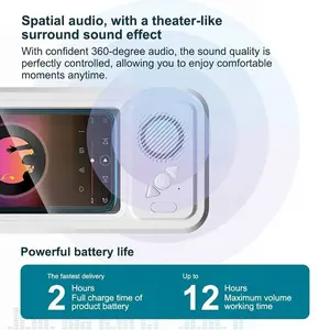 Waterproof box-type speaker, waterproof for bathrooms, 360° rotating touch screen. Waterproof box screen, Bluetooth speaker, watch movies, listen to music, phone holder, Bluetooth speaker audio shower stand, swimming pool, kitchen, bathroom, holiday gift