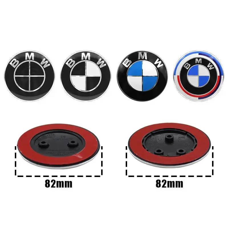 1Pcs ABS 2/3Hole 82mm Car Hood Front Emblem Tail Rear Trunk Badge Logo Accessories Automobile Decals For BMW M Performance E46 E60 G20 G30 M3 M5 F20 F30 F10 F11