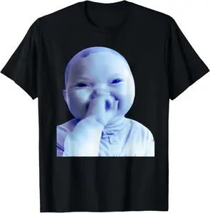 100% Cotton 100% Cotton Funny AI Baby Holding Laugh Meme Viral Trend T-Shirt
