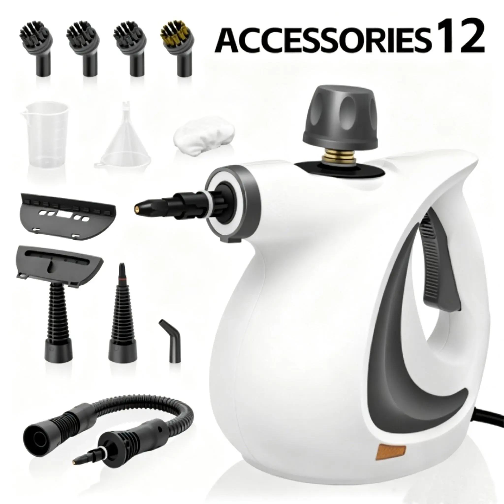 DauHor 2026 New Lightweight Portable Handheld Steam Cleaner, 1050W Power Family Safe Cleaning Tool with 350ml Detergent Container, Safety Lock, 12 Accessories, Fast Heating, Non-Rechargeable Brush Attachment, Cleaning Tools
