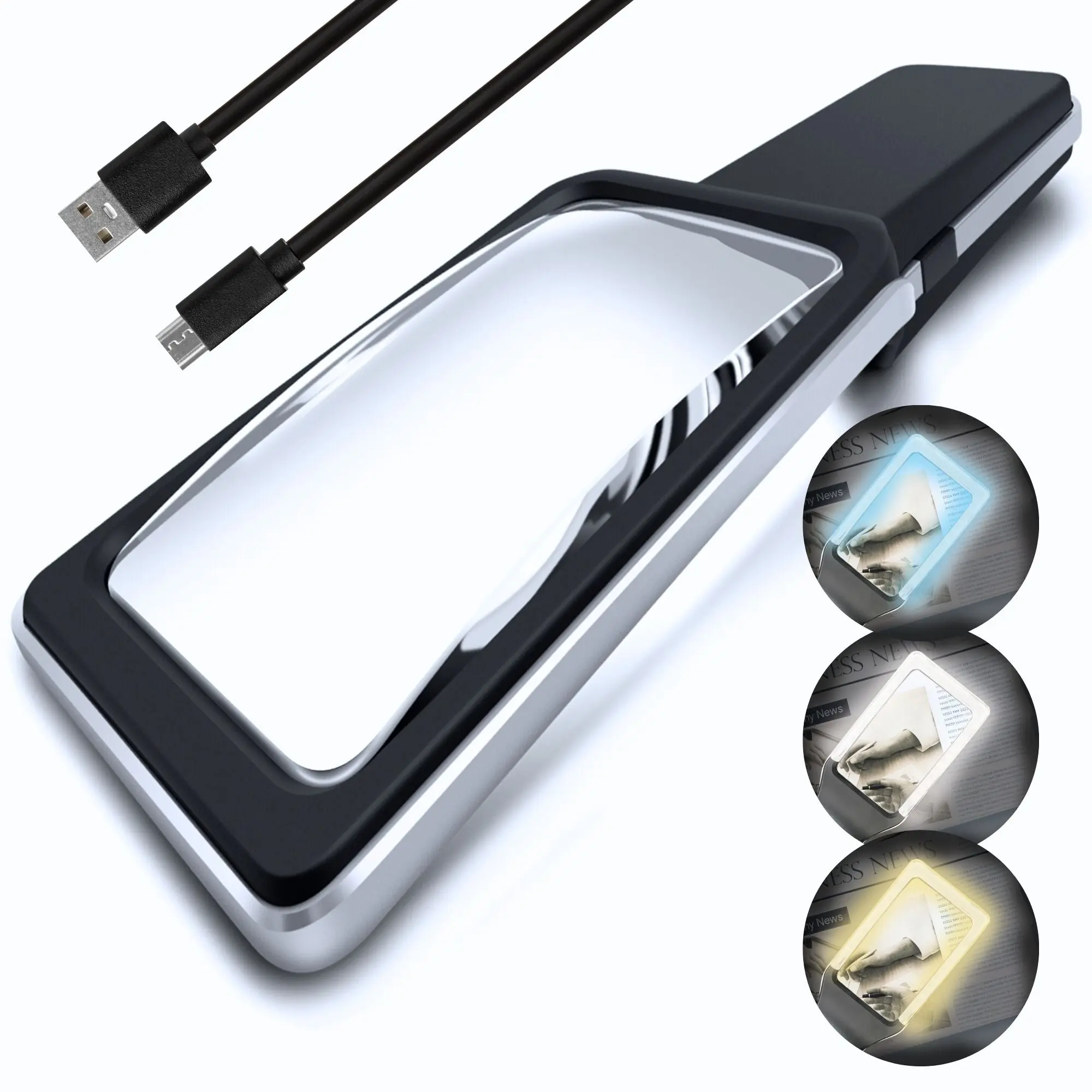 6X Rechargeable Magnifying Glass with 10 Anti-Glare & Dimmable LEDs - ED14