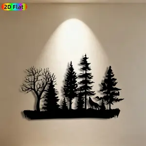1pc Forest Wolf Metal Wall Art, Wilderness Forest Wolf Statue Mural, Ideal Gift for New Year, Easter, Nature Decor Enthusiasts, Weather-Resistant Metal Wall Decor Wall Sculptures, Perfect for Outdoor Fence & Indoor Wall, Nature Enthusiasts
