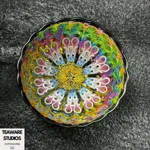 Glow-in-the-Dark Peacock Feather Porcelain Teacup 9.7CM x 6CM Handcrafted Colorful Teaware with Unique Glowing Design