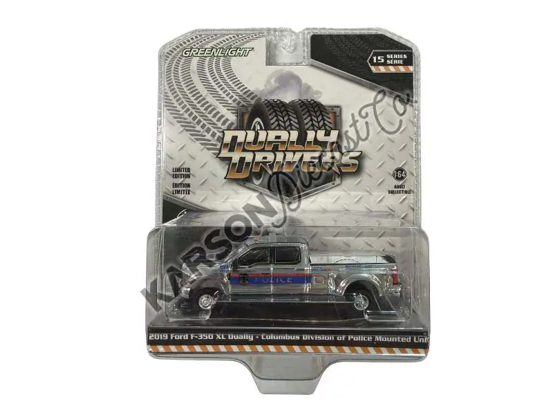 CHROME CHASE 2019 Ford F-350 XL Dually - Columbus Division of Police Mounted Unit (Dually Drivers Series 15) Diecast 1:64 Scale Model - Greenlight 46150E