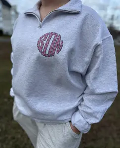 Pink Checkered Personalized Quarter Zip - Trendy Design