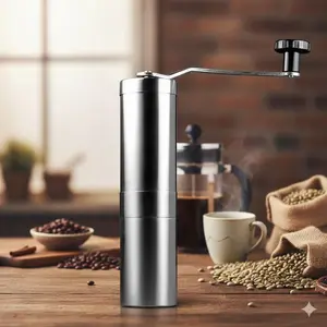Premium Manual Coffee Grinder: Adjustable Burr Mill for Espresso & Drip. Stainless Steel, Anti-Slip Handle, Portable for Home & Office. Consistent Grind, Rust-Resistant Core.