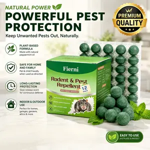 12-Pack Plant-Based Peppermint Scent Rodent Repellent Balls, Natural Rat Deterrent, Family & Pet Safe, 36 Months Long-Lasting, Easy Install for Home & Outdoors Use (Home Care Supplies for Moth, Mold & Damp Proofing Compatibility)