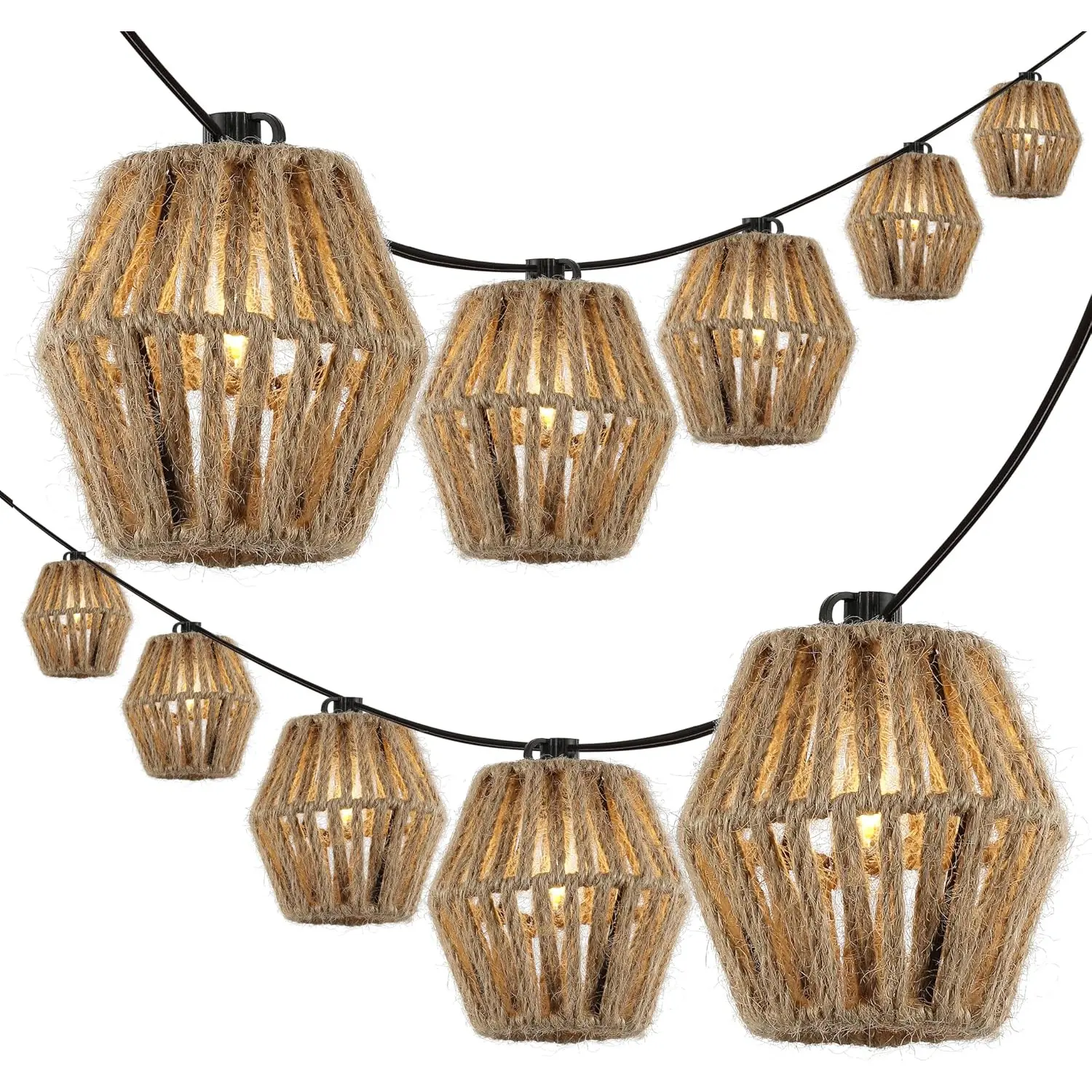 Samara 10 Ft 10-Light Metal Lantern String Lights, Brown