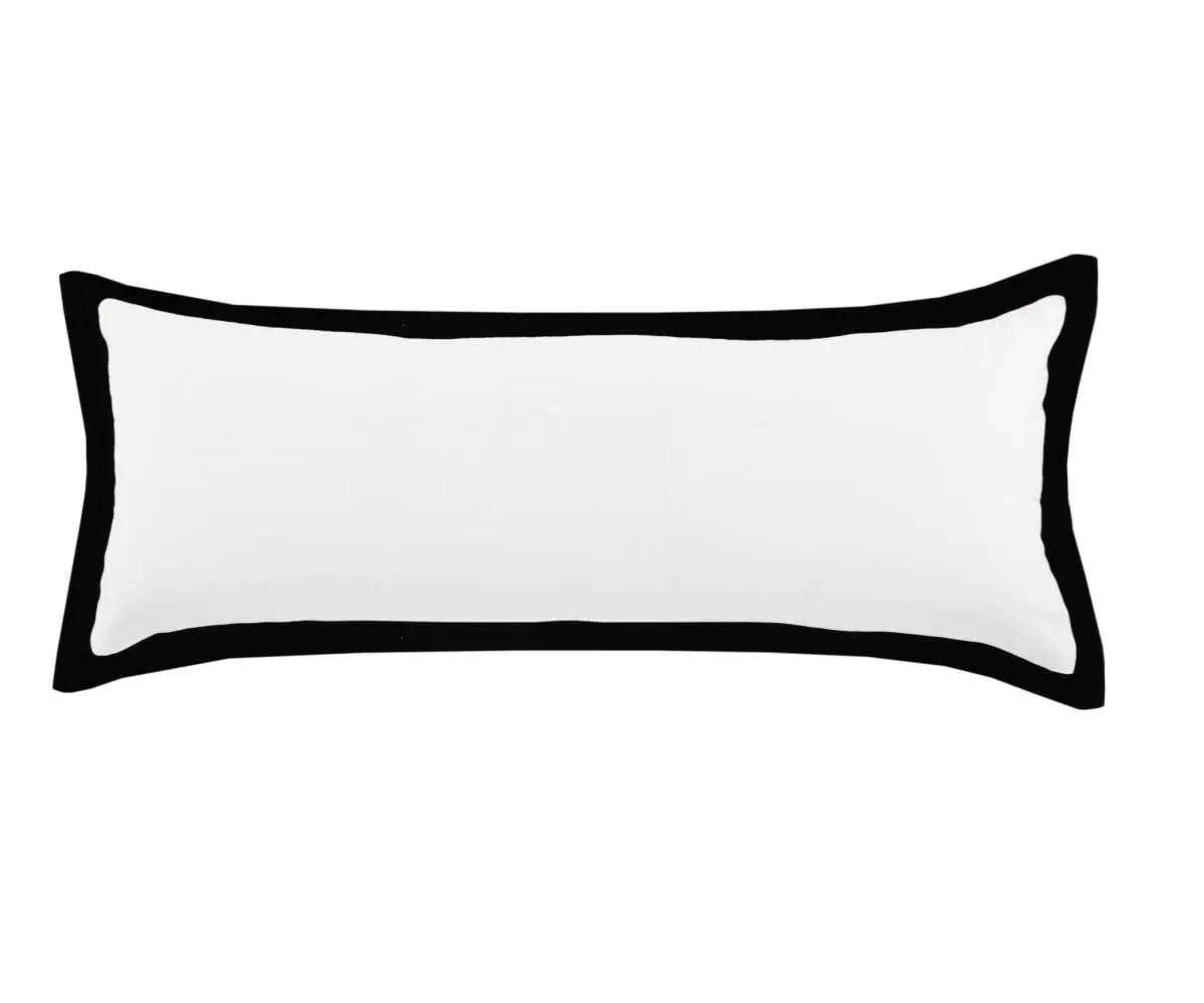 14x14x36 in 360 Stand Rectangular Lumbar Throw Pillow Set of 2 - 100% Cotton White Geometric, Zippered Removable Cover, for Living Room Decor, Cozy Corner, Posture Fix