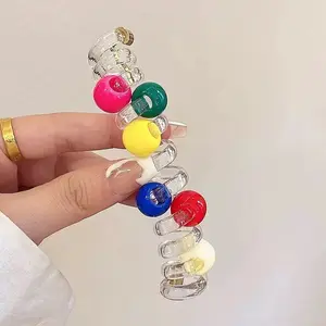 Cross-border made-up hairline with telephone wire, pearl straight braid hair accessory, girl high ponytail, bubble braid hair rope, hair ornament