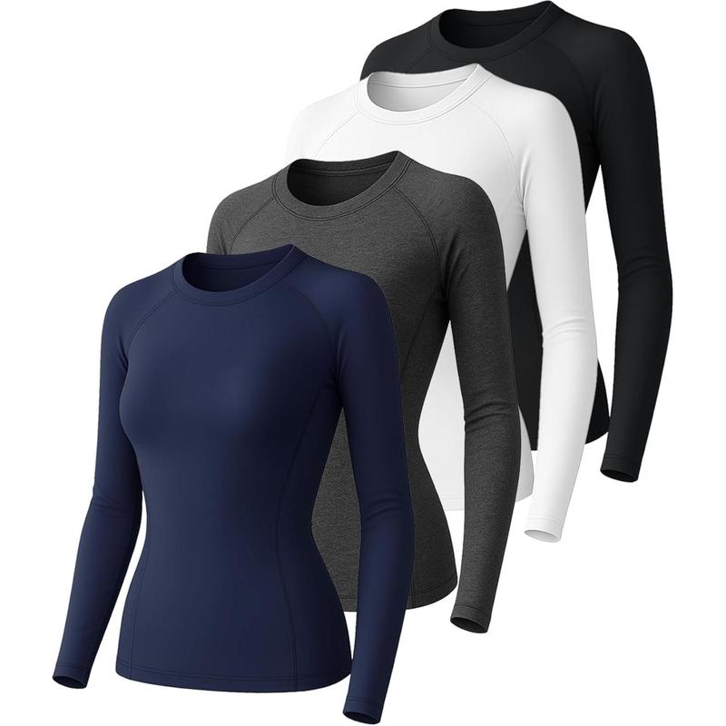 Woman's Athletic Workout Undershirt Dry Fit T-Shirt for Gym Running Short Long Sleeve Tops