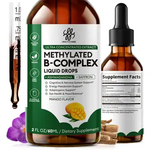 iMATCHME Methylated B Complex Liquid Drops - Max Absorption L-Methylfolate (L-5-MTHF), Vitamin B12 Methylcobalamin, B6 - with Ashwagandha & Saffron for Energy, Focus & Brain Health - Vegan, 2 Fl Oz