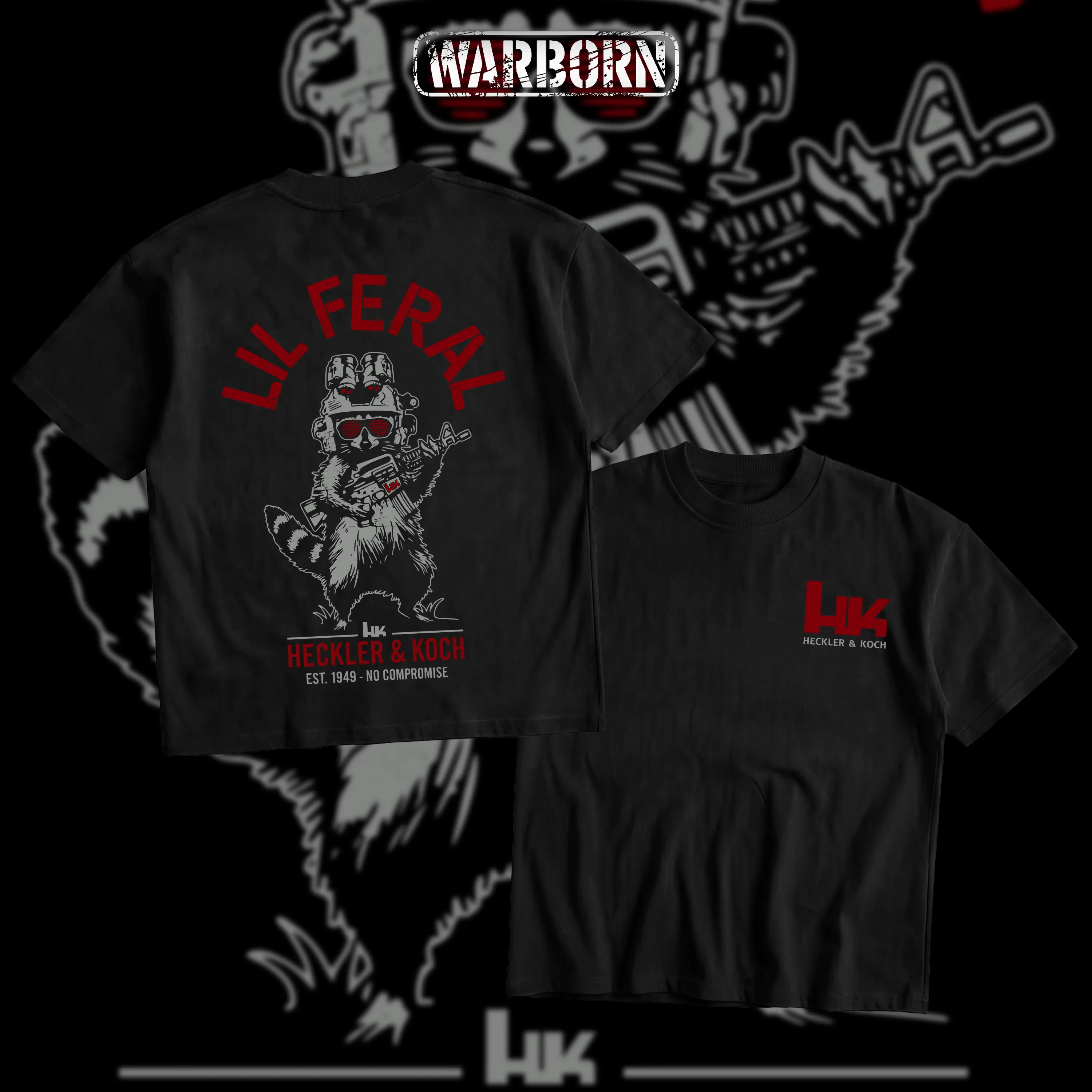 WARBORN Heckler & Koch Lil Feral Graphic T-Shirt/Hoodie, Military Style Streetwear, Tactical Inspired Menswear, Made in USA