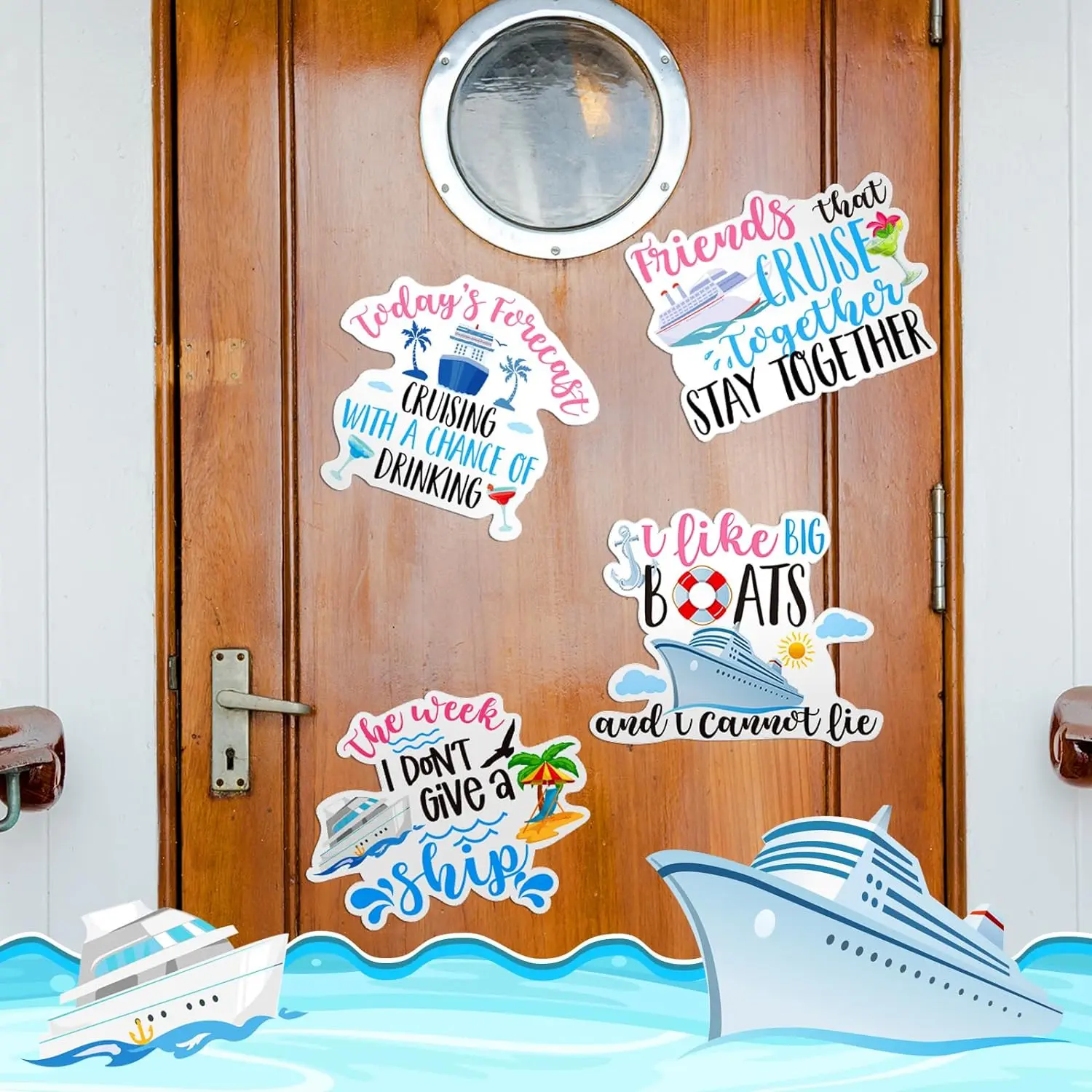5 Piece Fun Boat Shaped Magnets Set, Fridge Magnets, Refrigerator Magnets Decorative, Fresh Air Design, 7.6x6.2 Inches, Ideal for Cruise Refrigerator Garage Decoration, Home Decor