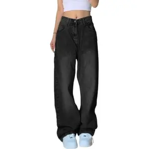Women Baggy Jeans Mid-Low Waist Boyfriend Streetwear Vintage Jeans Wide Leg Denim PantsGift