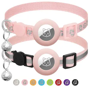 2 Pack Airtag Cat Collar Breakaway with Bell,Reflective Kitten Collar with Apple Airtag Cat Collar Holder,Adjustable 7-12In,Safety Buckle for Girl Boy Cats,Pet Supplies,Accessories,Gifts