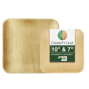 10" & 7" Inch square plates combo Bamboo Leaf serving  trays