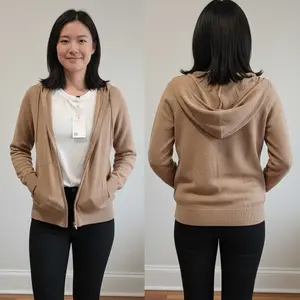 NWT Quince Mongolian Cashmere Full-Zip Hoodie Teak