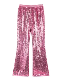 Girls Sequin Pants, Sparkly Disco Flare Trousers, Party, Hip hop Dancewear