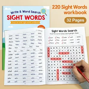 Teenagers' English Learning Aid Tool, Interactive Word Search & Writing Practice, 32-Page Color Vocabulary Builder, Ideal for Children Education, Sight Words Workbook Primer