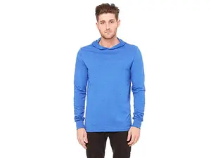 BELLA 3512 Unisex Casual Cotton-Polyester Fabric Longsleeve Pullover Hoodie Top - Heather True Royal, Small