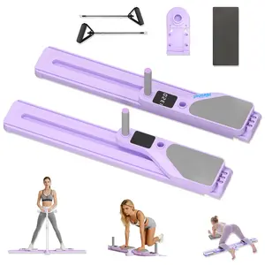 Purple Multifunctional Pilates Board Pilates Reformer Machine with Resistance Bands Digital Display Full Body Home Workout Fitness Equipment for Women