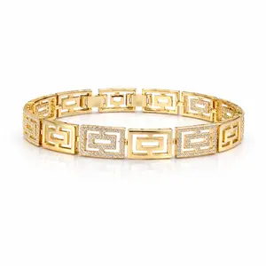Didiray 14K Gold Plated Greek style bracelet with wide band for daily wear. Durable metal plating.
