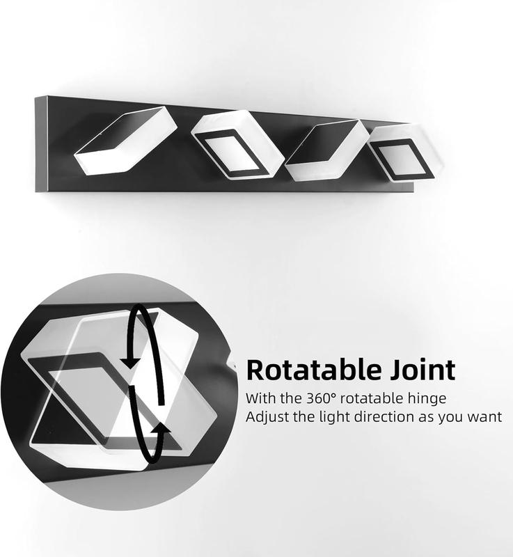 4 Lights Black Vanity Lights Dimmable Acrylic Modern LED Black Bathroom Vanity Lighting Fixtures
