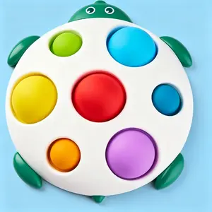 Montessori Fidget Popper Busy Board Sensory Toy for 10+ Months Babies, Quiet Push Pop Travel Toy for Airplane, Stress Relief Educational Christmas Stocking Stuffer Gift