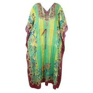 Kaftan for Women Maxi Dress Green Sheer Kaftan MaxiDresses 2XL