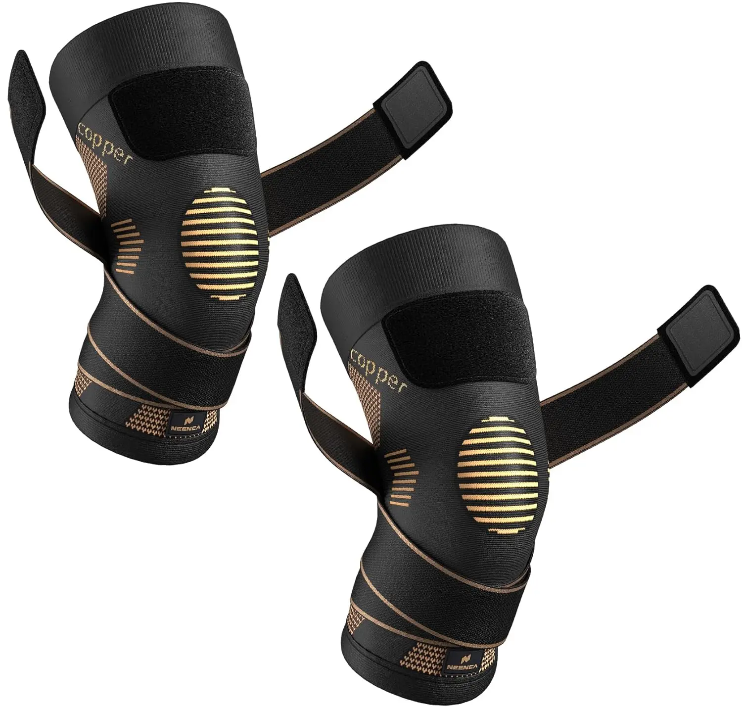 NEENCA Copper Knee Brace with Straps for Women/Men, Knee Compression Sleeve for Knee Pain, Arthritis, ACL, PCL, Meniscus Tear, Joint Pain Relief. Knee Support for Running, Workout, Weightlifting- Pair summerwins