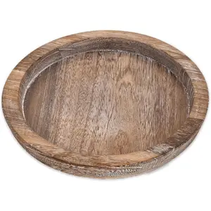 Rustic Wooden Serving Tray - Candle Holder Tray Home Decor, Small Wooden Serving Tray, Round Wood Tray for Coffee Table, Decorative Tray, Centerpiece Table Decorations for Home Decor (8.07 in), Retro Coasters Tableware