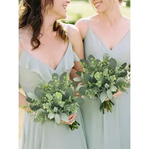 Rinlong 9 inch wide Greenery Bridesmaid Bouquet