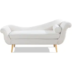 Chaise Lounge Indoor White Velvet 68'' with Scroll Arms Wave Back Lounge Chair Fainting Couch Comfort Simplistic Spirituality for Bedroom Office Living Room