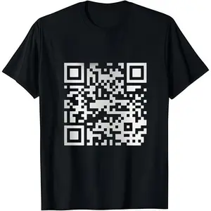 Funny FU QR Code T-Shirt Black Cotton Crew Neck Short Sleeve Casual Graphic Tee for Men Comfortable Versatile Everyday Wear Soft Stylish Streetwear Top
