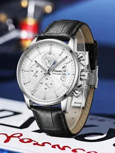 Men's Business Fashion Round Dial Quartz Watch, Fashion Watch for Party, Daily Clothing Decor, Trendy All-match & Exquisite Watch for Birthday Gift with Random Box