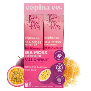 Copina Co. Passionfruit Sea Moss Drink - 8 Stick Packs 5g Each - Organic Irish Sea Moss Powder - Vegan Superfood Drink for Gut Health and Immunity - Hydration and Energy Boost with Organic Sea Moss