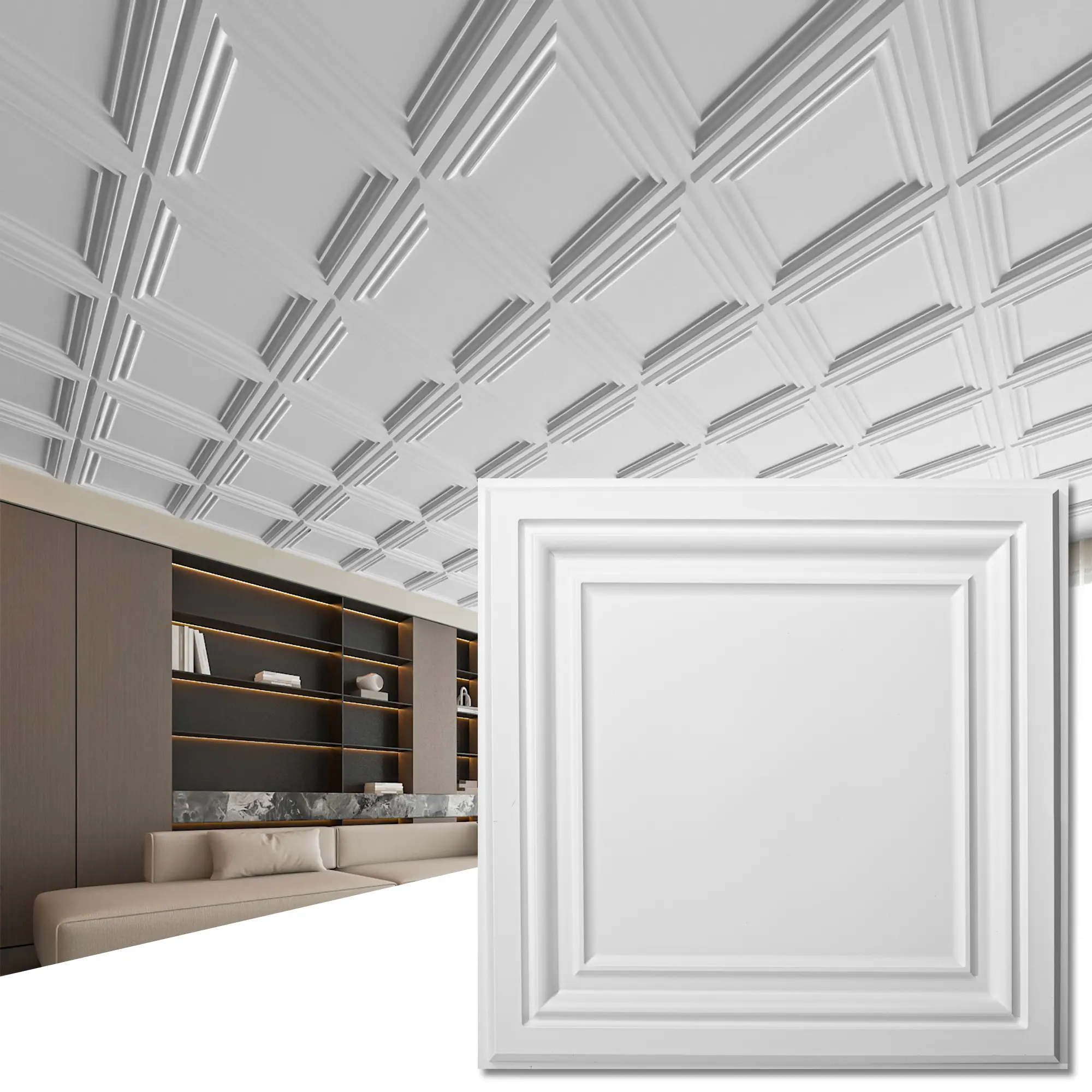 Art3d 24"x24" Square PVC Decorative Drop Ceiling & Wall Panels (12-Pack, 48 sq.ft Coverage) - Waterproof, Paintable, Easy to Cut for Interior Walls DIY Projects, Decorative Panels, Diy Wall Panels