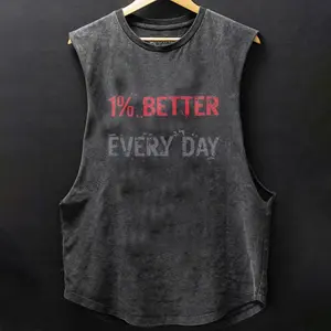 1% BETTER EVERY DAY Scoop Bottom Cotton Tank Top, Motivated Gym Tank Tops for Men Women, Unisex Tank Top For Workout Enthusiasts, Fitness gift, Weightlifters Clothes, Bodybuilding Pump Cover Shirt Apparel, Gym Sleeveless Tank Tee