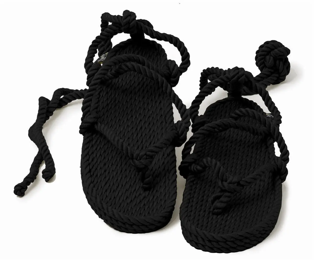 Romano Black Rope Sandals | Adjustable Gladiator Style Slides | Ultra-Light Comfortable Lace-Up Sandals (Unisex)