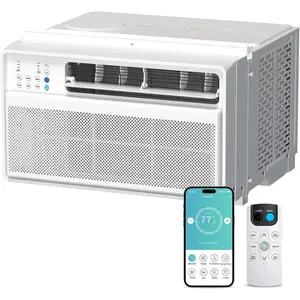 ZAFRO 12000BTU Smart Inverter Window Air Conditioner AC Unit, App & Remote Control, Cools Rooms up to 550 Sq. Ft, 6 Modes, Quiet Cooling, Enegy Saving, Perfect for Bedroom, Living Room