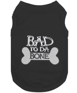 Parisian Pet 'Bad to da Bone' Dog Shirt – Trendy Slogan T-Shirt for Dogs & Cats, Black Outfits Costume