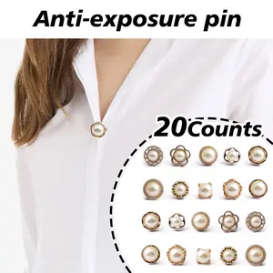 20 Counts Brooch Buttons for Women,Easy to Install with Secure Lock, Scratch-Resistant and Durable, A Set for Various Clothing Styles