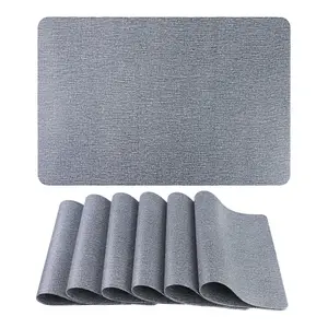 REGALWOVEN Solid Placemats Set of 6 Placemats for Kitchen Dining Table Decor Washable Table Placemats Wipeable Table Mat 18*12in