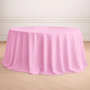 Polyester 132" Round Tablecloth Pink - Seamless Chic Table Cover