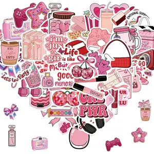 50 Pcs Coquette Stickers, Aesthetic Waterproof Vinyl Stickers for Girls, Preppy Sticker for Laptop, Water Bottles, Guitar Computer