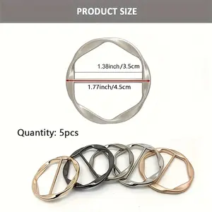 4/5-piece multifunctional metal scarf and T-shirt clip - easy knot tying and waist cinching accessories silk scarf ring clip T-shirt tie clip women's ring and slide metal round buckle silk scarf buckle geometric style